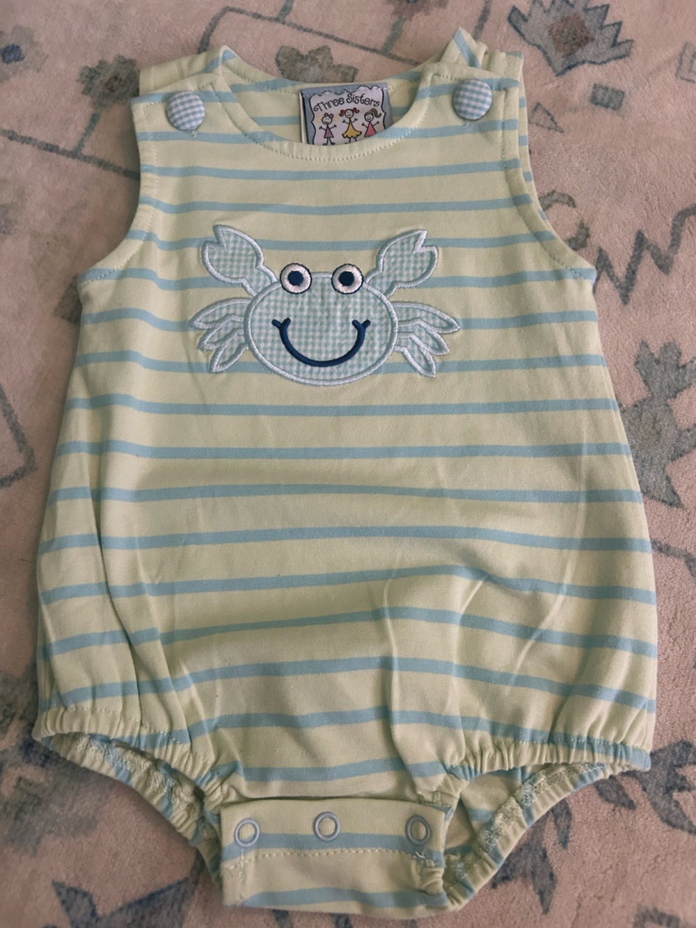 Kids Striped Crab One-Piece in Light Green and Blue